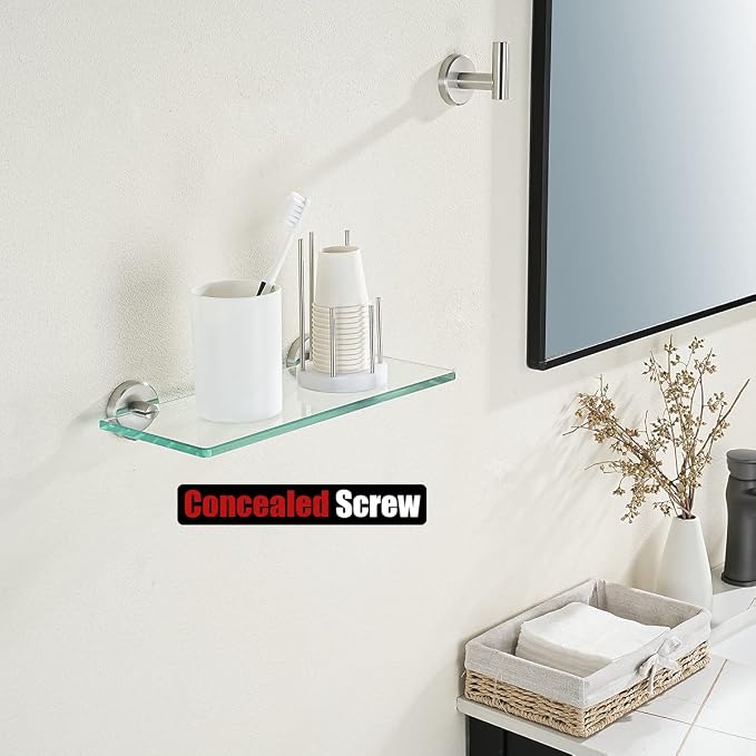 JQK Bathroom Glass Shelf, Tempered Glass Shower Storage 12 by 5 inches - Image 5