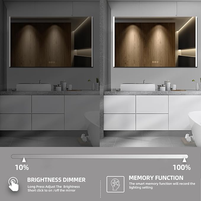 Medicine Cabinet with LED Lights and Mirror, 60 x 32 Inch Surface or Recessed - Image 5