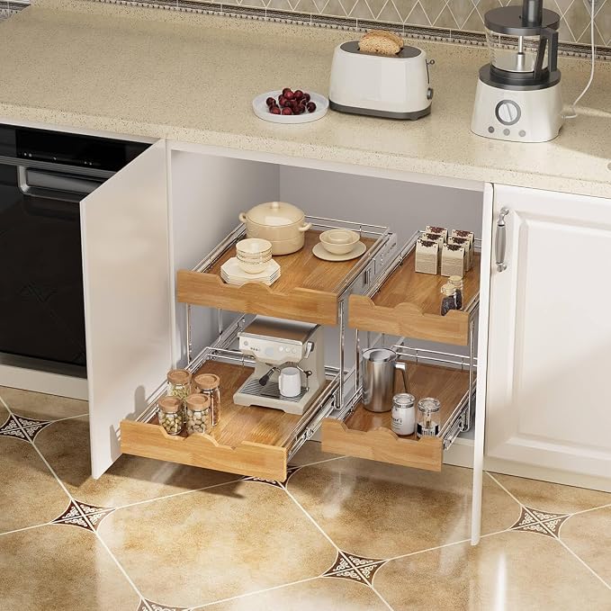 OCG Pull Out Cabinet Organizer 14" W x 21" D, 2 Tier Slide Out Shelf, - Image 6