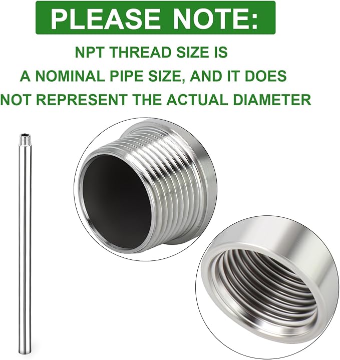 TAISHER 1PCS Stainless Steel Pipe Fittings, 3/8" NPT Male x 3/8" NPT Female - Image 4