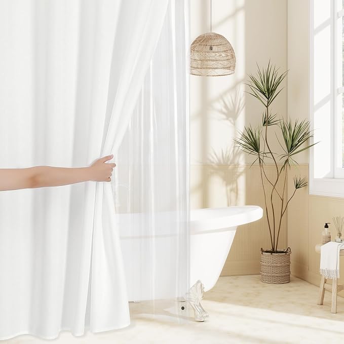 MitoVilla 3 in 1 Shower Curtain Set, Waterproof Fabric Hotel Bathroom Curtain - Image 6