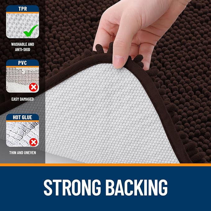 OLANLY Bathroom Rugs 45x27, Extra Soft Absorbent Chenille Bath Rugs, Rubber - Image 6