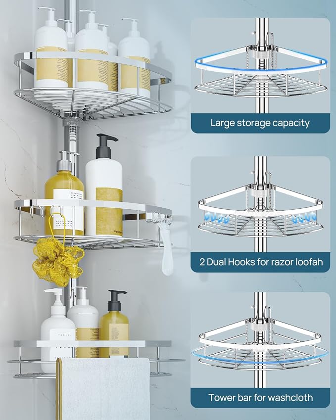 SEIRIONE Rustproof Shower Corner Caddy Organizer - Image 6