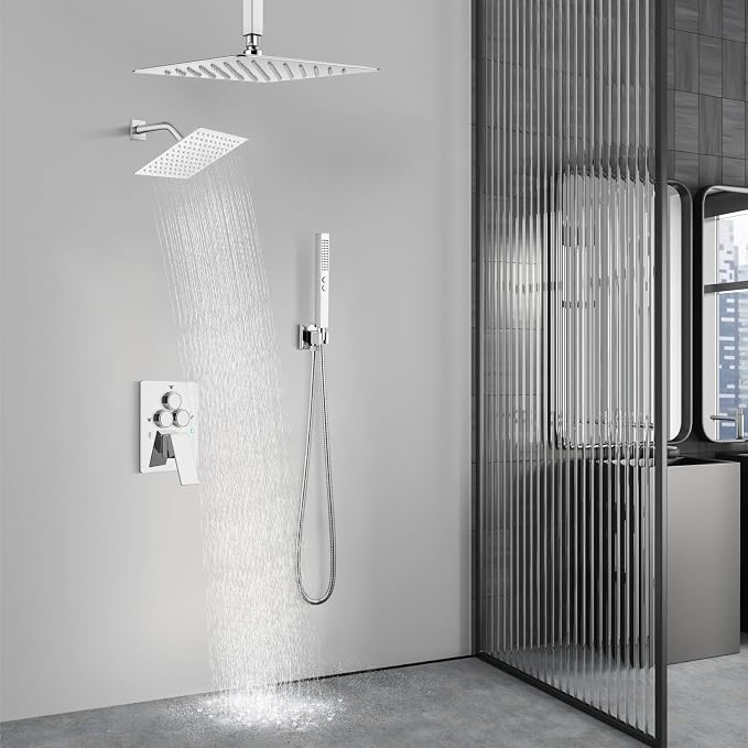 Aolemi Shower Faucet Set Ceiling Mount Shower System Rough-in Valve and Shower - Image 3