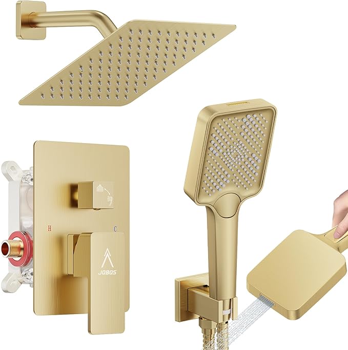Shower System Modern Rain 8 inches Brass Faucet Set by JQBQS