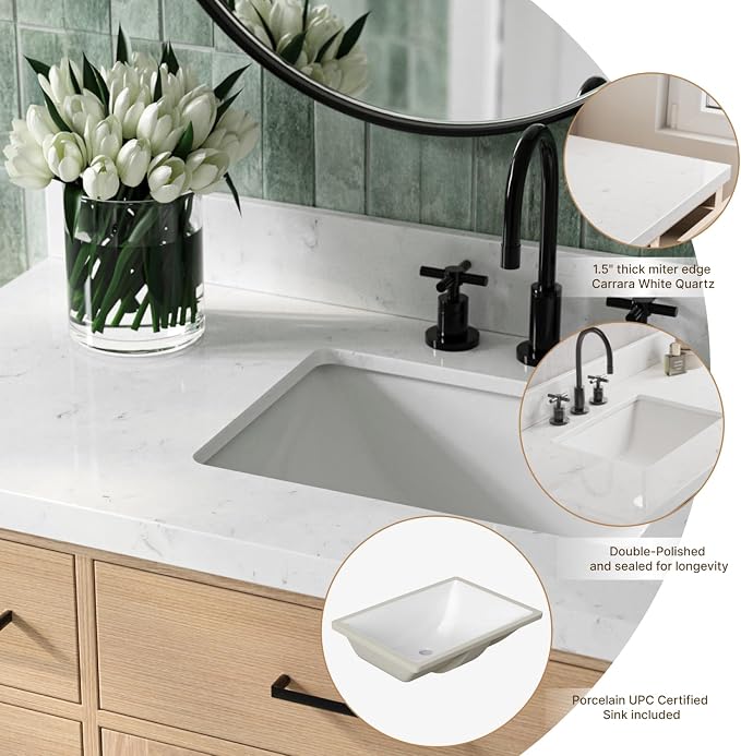 ARIEL Hepburn 42" Inch Oak Single Bathroom Vanity - Image 5