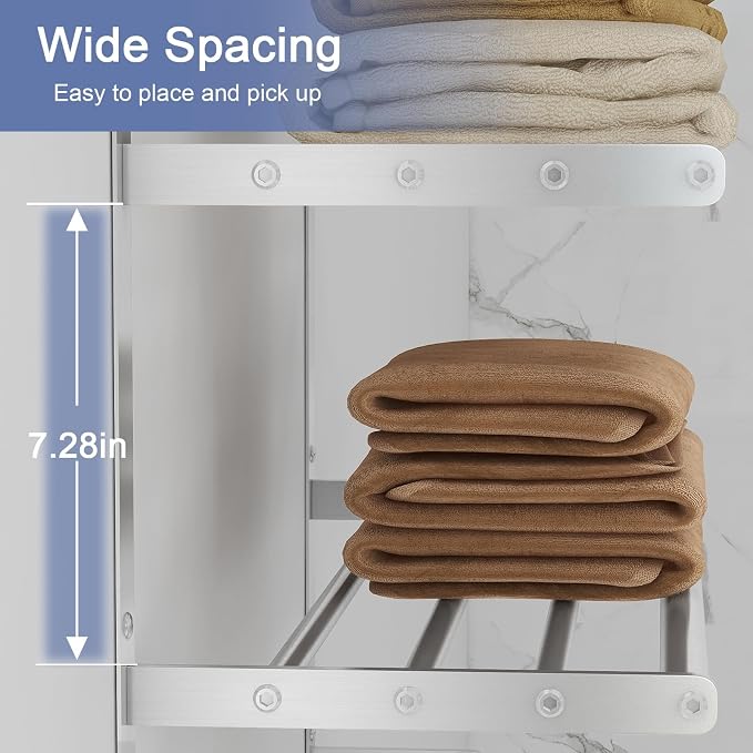 Hotel Towel Racks for Bathroom Wall Mounted, BETHOM 24 Inch Towel Shelf for - Image 7