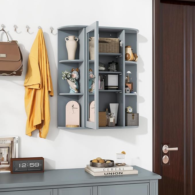 Tangkula Bathroom Medicine Cabinet, Wall Mounted Storage Cabinet - Image 9
