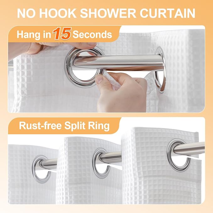 River Dream Stall Cotton Blend No Hooks Needed Shower Curtain - Image 2