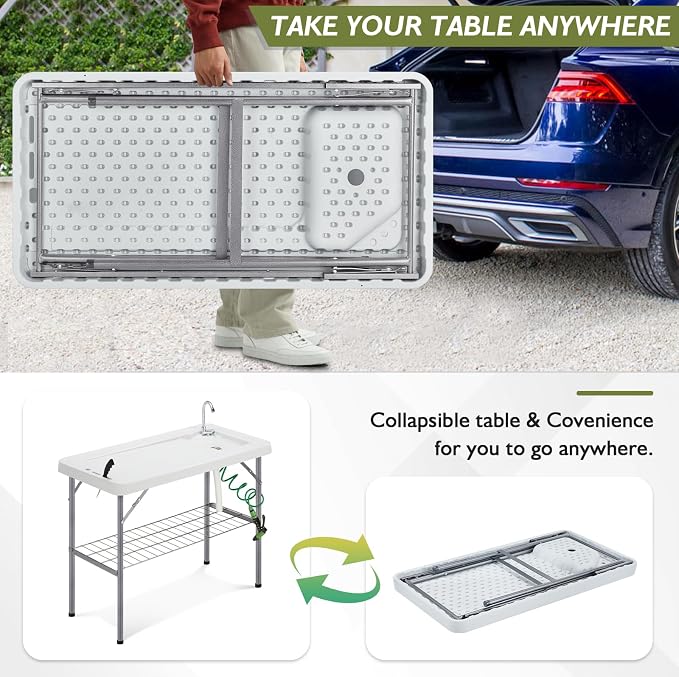 Folding Fish Cleaning Table Portable Camping Sink Table - Image 8