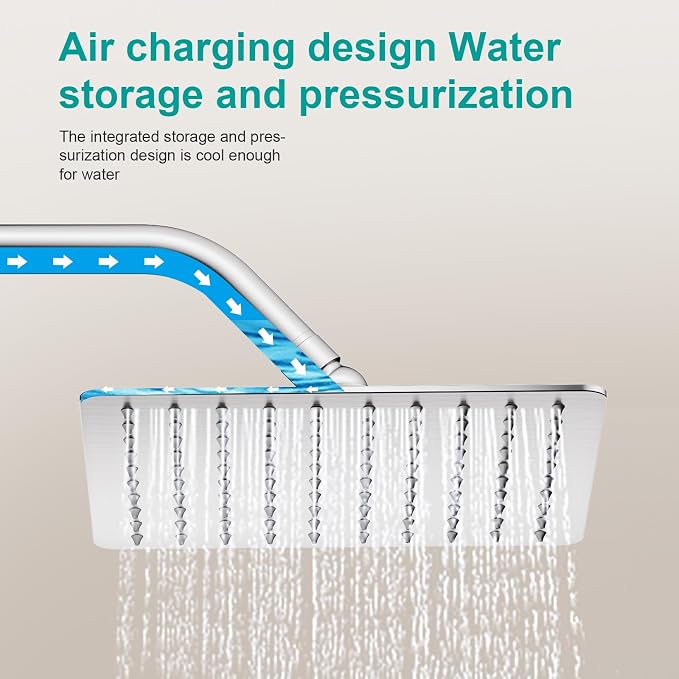 Square Rain Shower Head, High Flow Stainless Steel, Work - Image 4