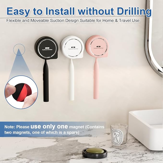 UV Toothbrush Sanitizer Holder, Toothbrush Sanitizer and Holder Cover Caps - Image 2