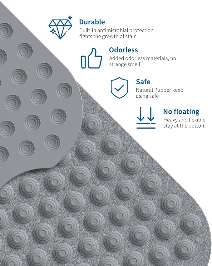Bathtub Mat Non-Slip Without Suction Cups, 39x16inch Extra Long Bath Mats - Image 3