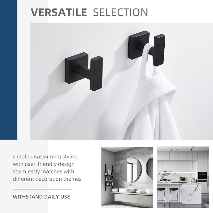 Angle Simple Bathroom Towel Hooks, Stainless Steel Robe Coat Hooks - Image 3