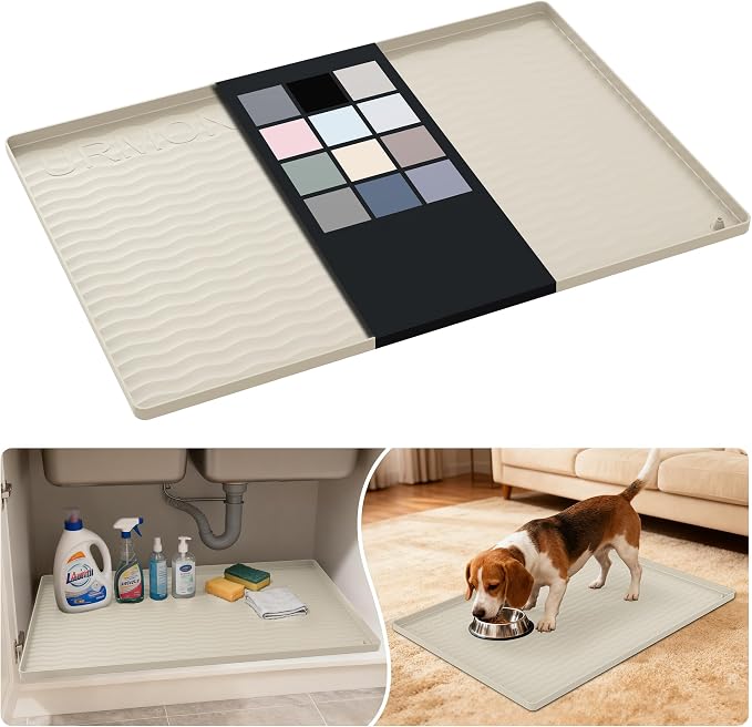 URMONA Waterproof Silicone Under Sink Mat 28'' x 19'' Shelf Liner by URMONA