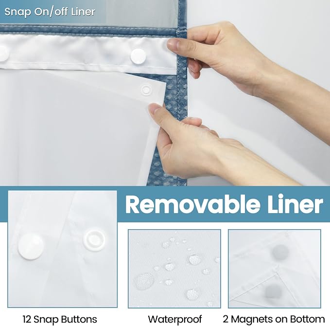 Moonlight Blue No Hook Shower Curtain - Image 6