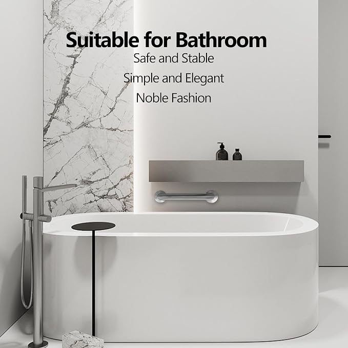 Shower Grab Bar, 2 Pack 24 Inch Brushed Nickel Bathroom Safety Bar, 1.25" - Image 6