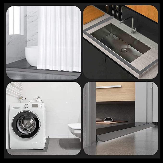 New Collapsible Shower Threshold Water Dam, Self Adhesive Silicone Waterproof - Image 4