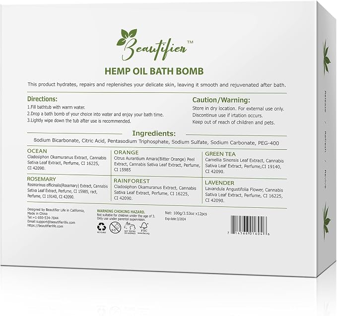 Hemp Oil Bath Bombs Gift Set Natural Refreshing Bubble Bath Kit - Image 3