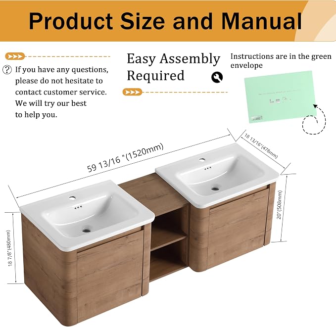 60 Inch Wall-Mounted Vanity - Image 2