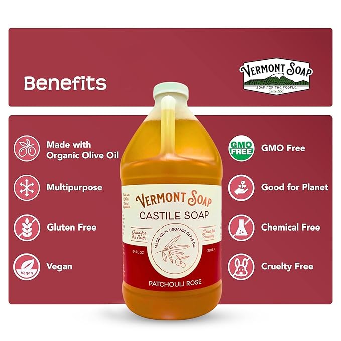 Vermont Castile Soap Patchouli Rose, Gentle Liquid Soap - Image 6