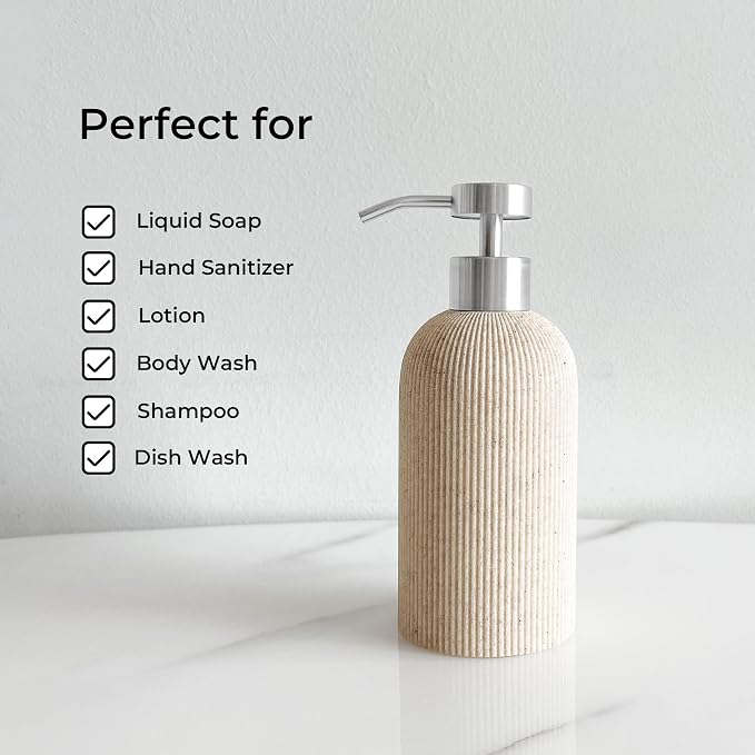 Lunestella Elegant Boho Beige Hand Soap Dispenser - Image 6