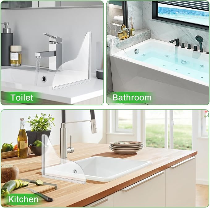 2 Pack Silicone Shower Splash Guard, Acrylic Sink Splash Guard - Image 3