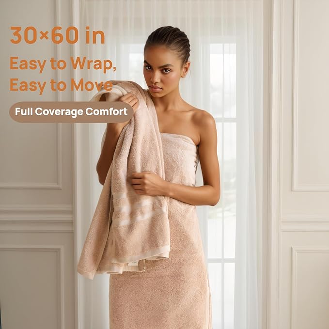Cotton Bath Towel – Large 30x60 Inches, Thick & Absorbent Towel - Image 3