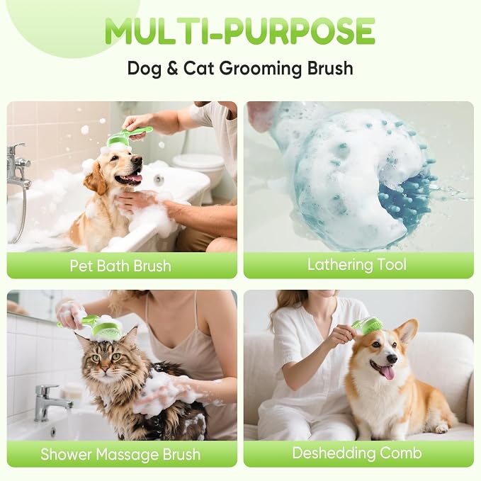 Pet Bath Brush with Shampoo Dispenser, Dog Bath Brush and Grooming Massage Brush - Image 7