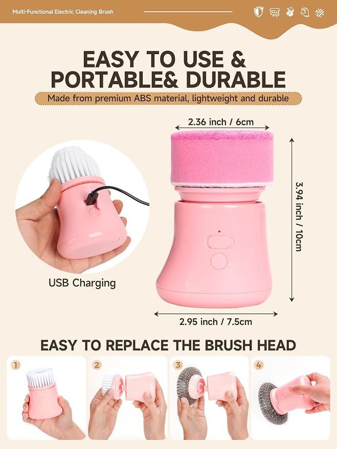 Electric Spin Scrubber, Cordless Cleaning Brushes, Gift - Image 6