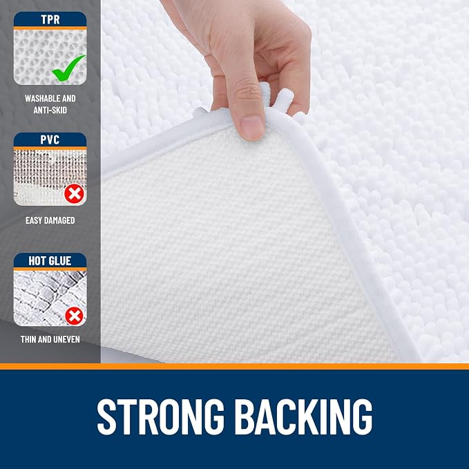OLANLY Bathroom Rugs 47x20, Extra Soft Absorbent Chenille Bath Rugs, Rubber - Image 6