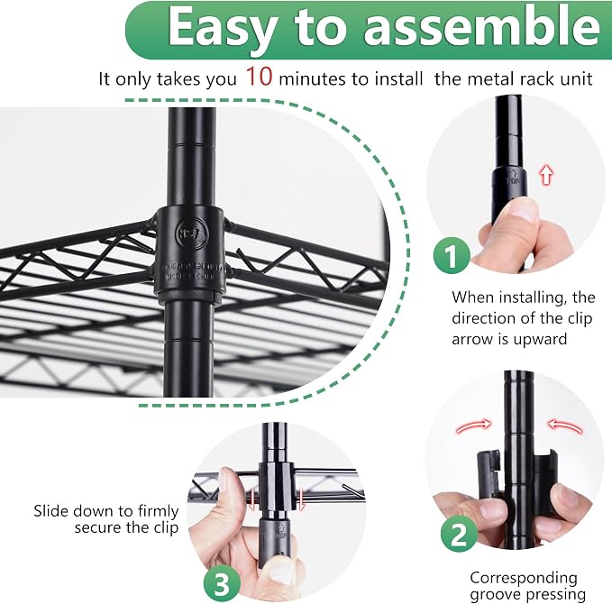 BestOffice | 5-Tier Wire Storage Shelves | 22x12x48 | Black | - Image 4