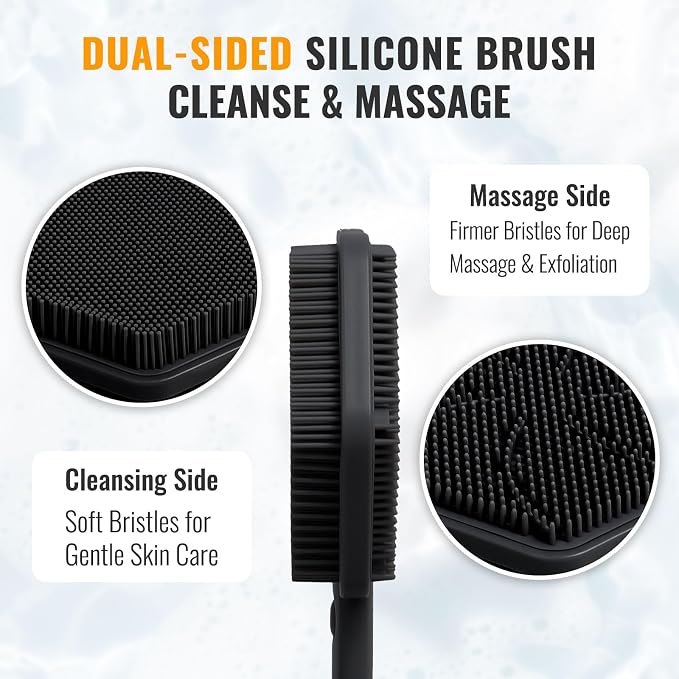 Silicone Back Scrubber for Shower – 21in Extendable Shower Brush - Image 4