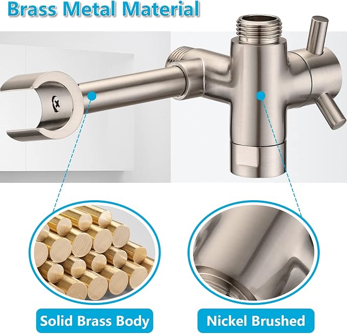 PDPBath Solid Brass Shower Arm 3 Way Shower Diverter Valve - Image 4