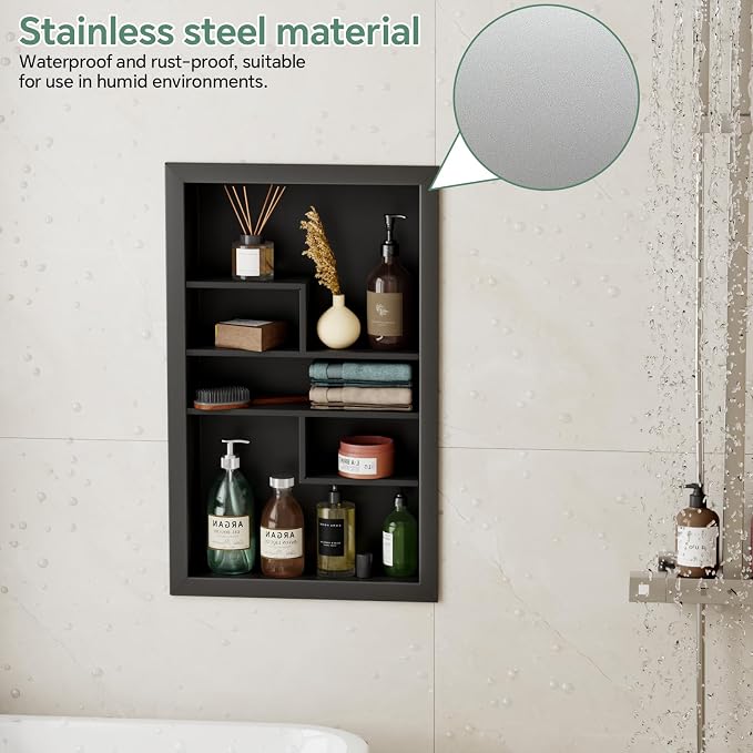 Stainless Steel Recessed Medicine Cabinet 14 * 24, Rust-proof Metal Wall Niche - Image 4