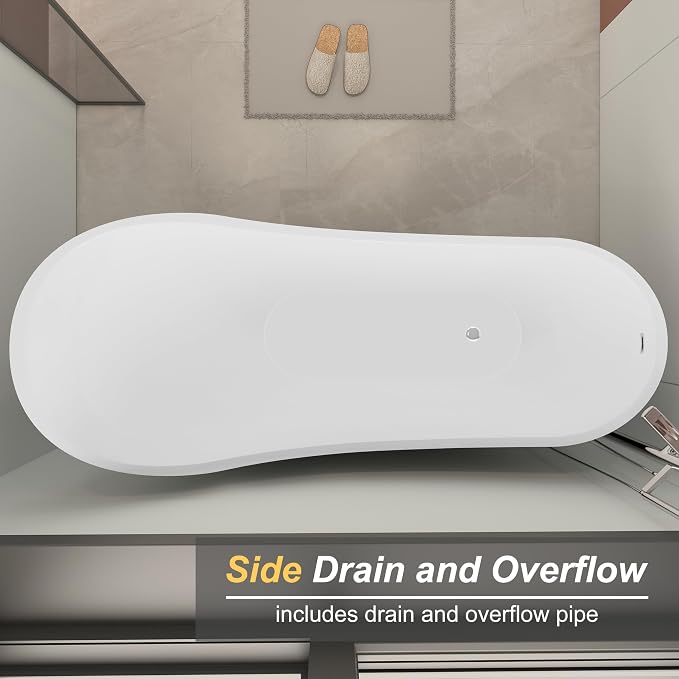 67" Freestanding Soaking Slipper Bathtub, WHALEKING Luxury Stand Alone Free - Image 6