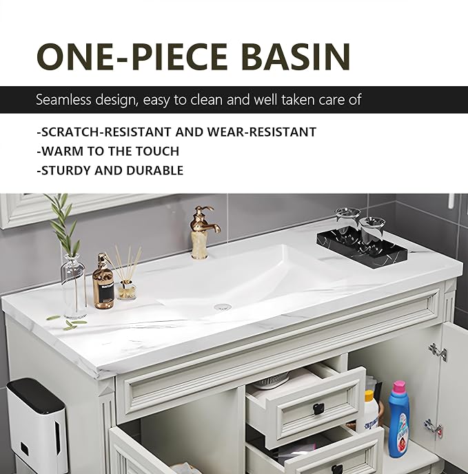 Single Bathroom Vanity with Sink, Freestanding Bathroom Vanities Includes LED - Image 4