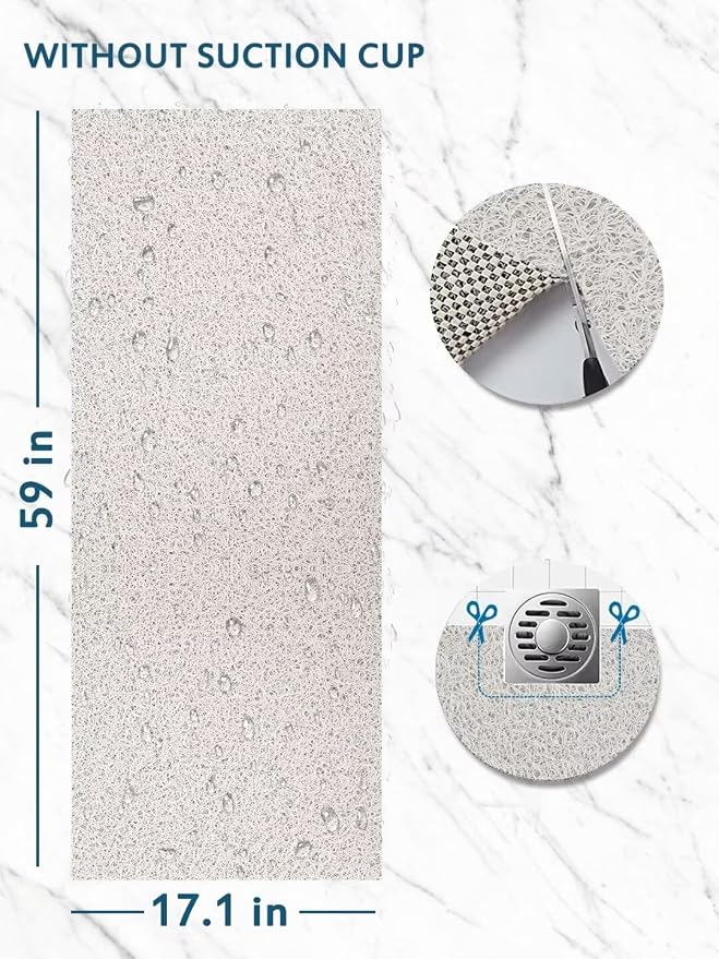 godehone Shower Mats Non Slip Without Suction Cups, PVC Loofah Bathroom Mats - Image 2