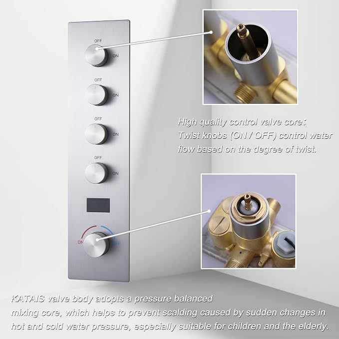 Brushed Nickel Digital Display Shower System - Image 5