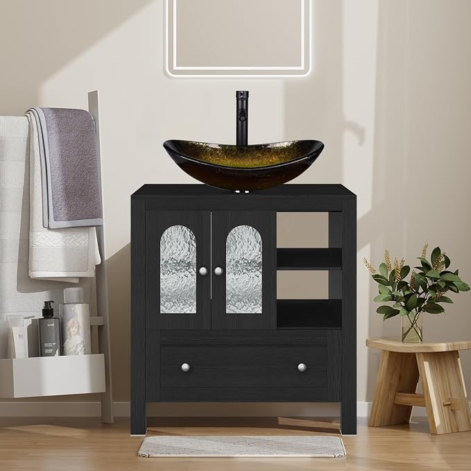 30-Inch Black Bathroom Vanity by Solidee