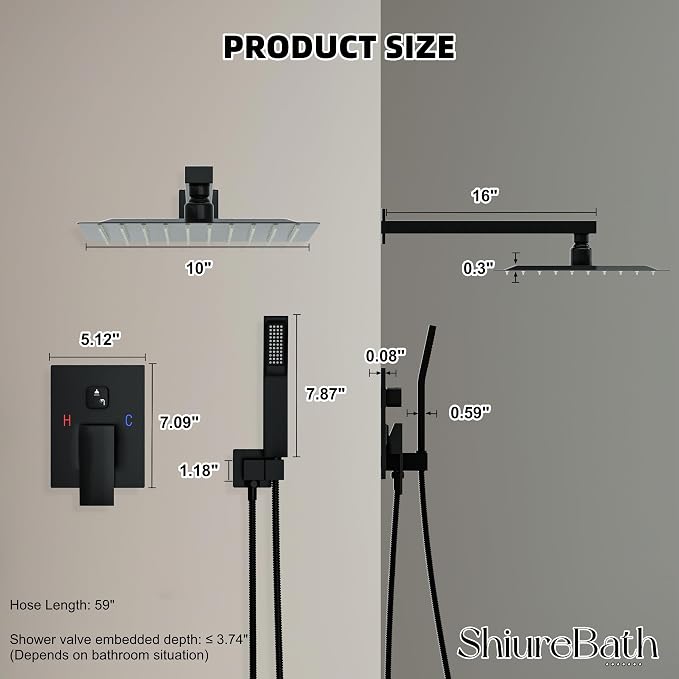 10 Inch Shower Faucet Set, Rainfall Shower System - Image 8