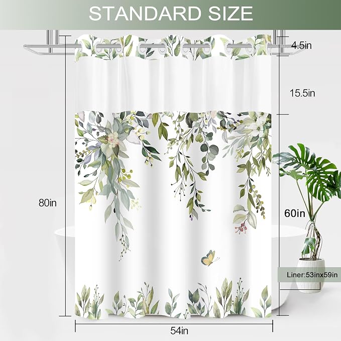 No Hook Shower Curtain and Liner Set, Bath Curtain Sets - Image 5