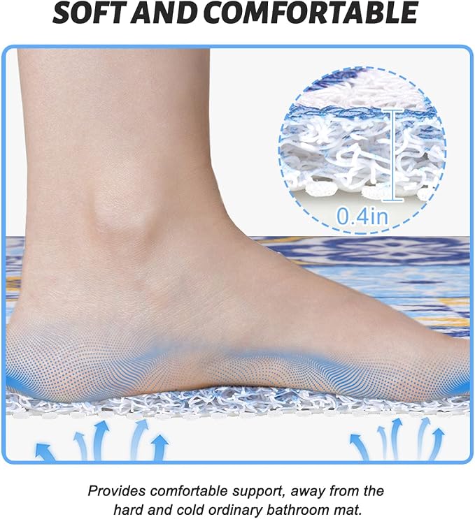 Shower Mat Non-Slip, 24x 24 Inch Square, Soft Comfort Bath Mats - Image 3