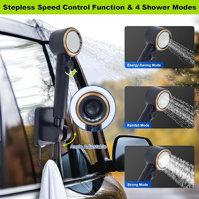 Eazy2hD Portable Camping Shower 8000mAh Rechargeable Outdoor Shower Pump - Image 4