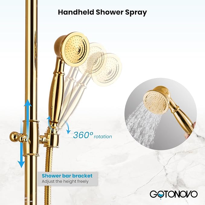 gotonovo Exposed Bathroom Shower System Classic Shower Kit 8 Inch Luxurious - Image 8