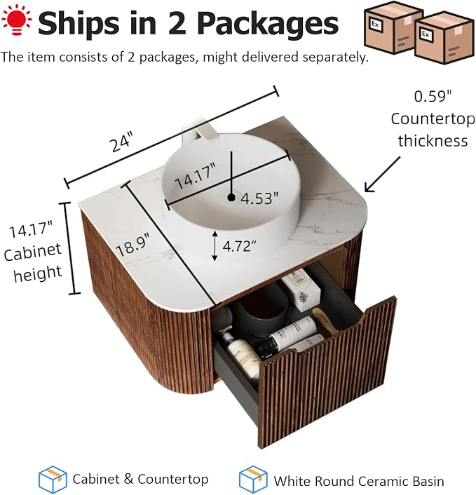 24" Modern Floating Bathroom Vanity - Image 2