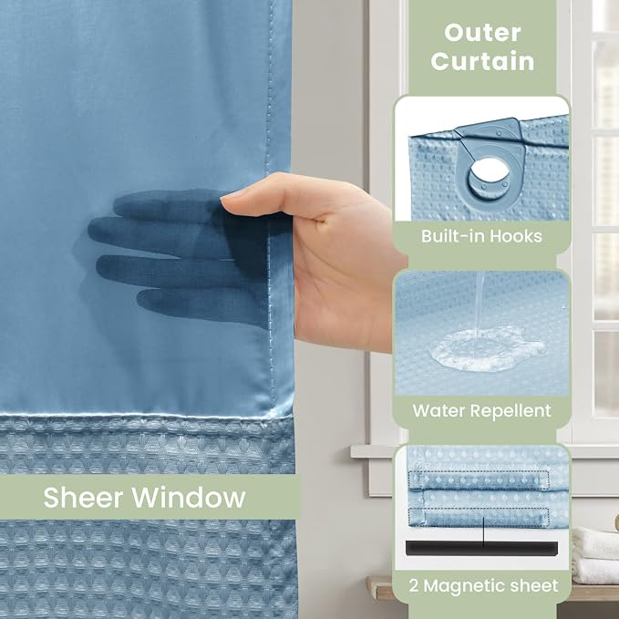 Inhousolu No Hook Shower Curtain - Image 4