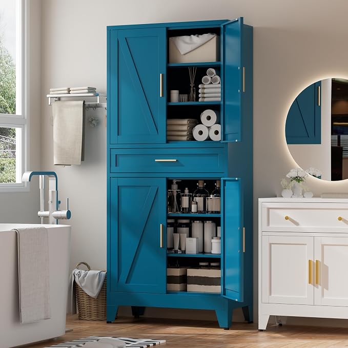 Metal Storage Cabinet with Drawer, Living Room - Image 3