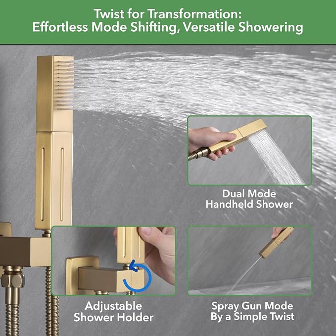 VANFOXLE Shower Faucet Set Brushed Gold Shower System, Shower Faucet - Image 4