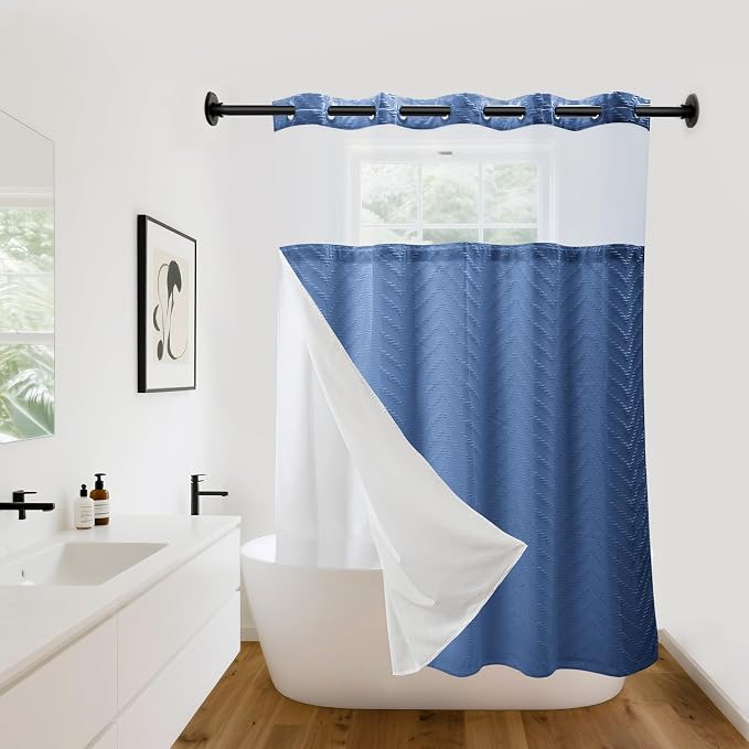 Hookless Shower Curtain with Snap in Liner 71" x 74" Double-Layer Waterproof by %EF%BC%B9%EF%BC%A7%EF%BC%A8%EF%BC%BA%EF%BC%B9%EF%BC%A7